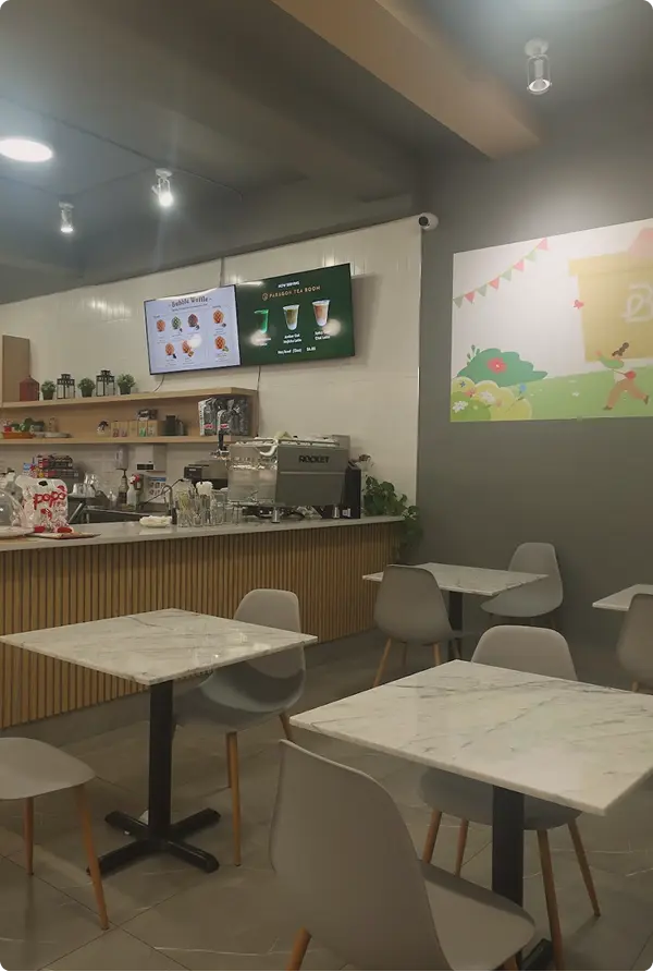 Cafe seating area of Bona