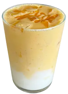 mango smoothie with yogurt on the bottom