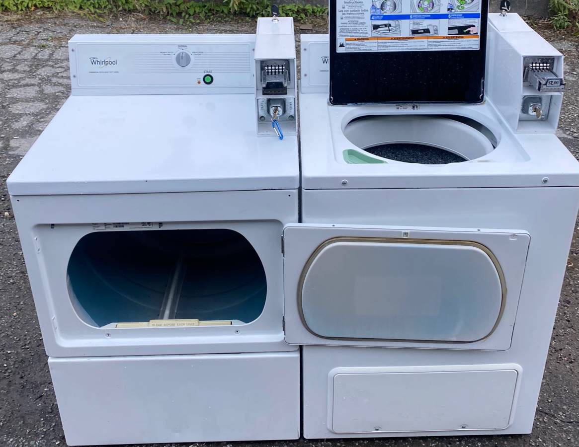 White Washer Dryer Set, Doors open